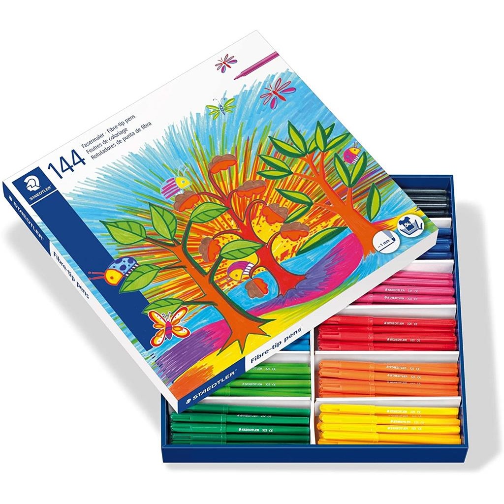 Флумастери Staedtler Schoolbox 12 цвята - 144 бр.