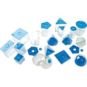 Прозрачни триизмерни геометрични фигури малки - комплект Монтесори