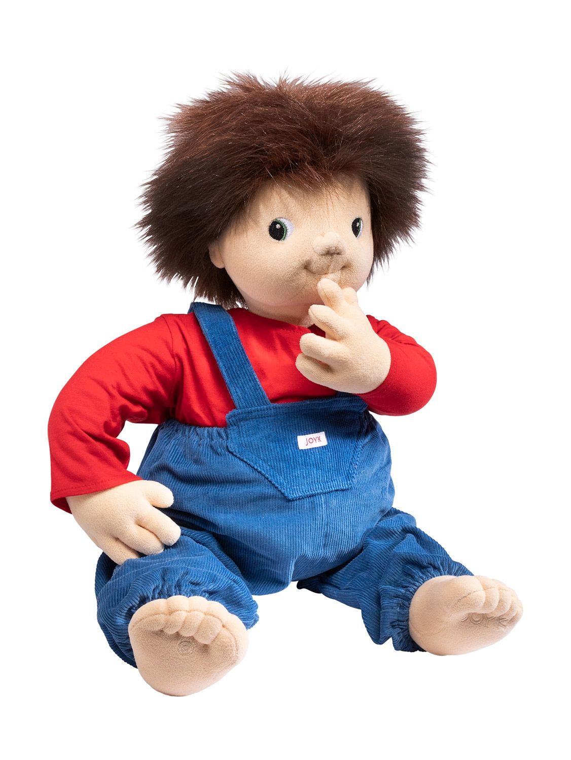 103640-Empatichna-kukla-momche-sin-gashterizon-kafyava-kosa-chervena-bluza-1 Йоан - емпатична кукла 65 см