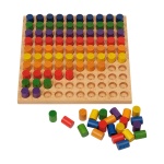 Детска дървена табла за вгнездяване със 100 отвора