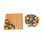 Детска дървена табла за вгнездяване със 100 отвора