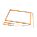 Голям дървен тъкачен стан за деца с игла, конци и дървени пръчки за окачване на готови тъкани проекти