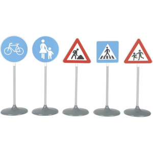 Големи пътни знаци на стойка 5 бр. - комплект 2 играчки БДП