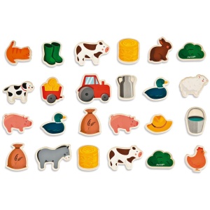 Детски дървени магнити - Ферма, 24 броя