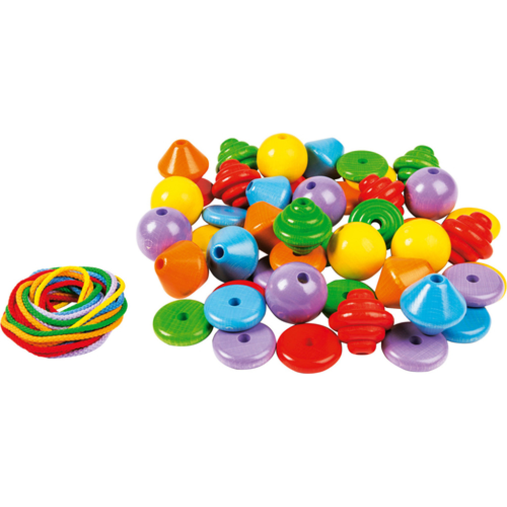 Големи дървени мъниста за нанизване, 48 броя