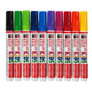 Флумастери за рисуване върху стъкло и порцелан Marabu - 10 бр.