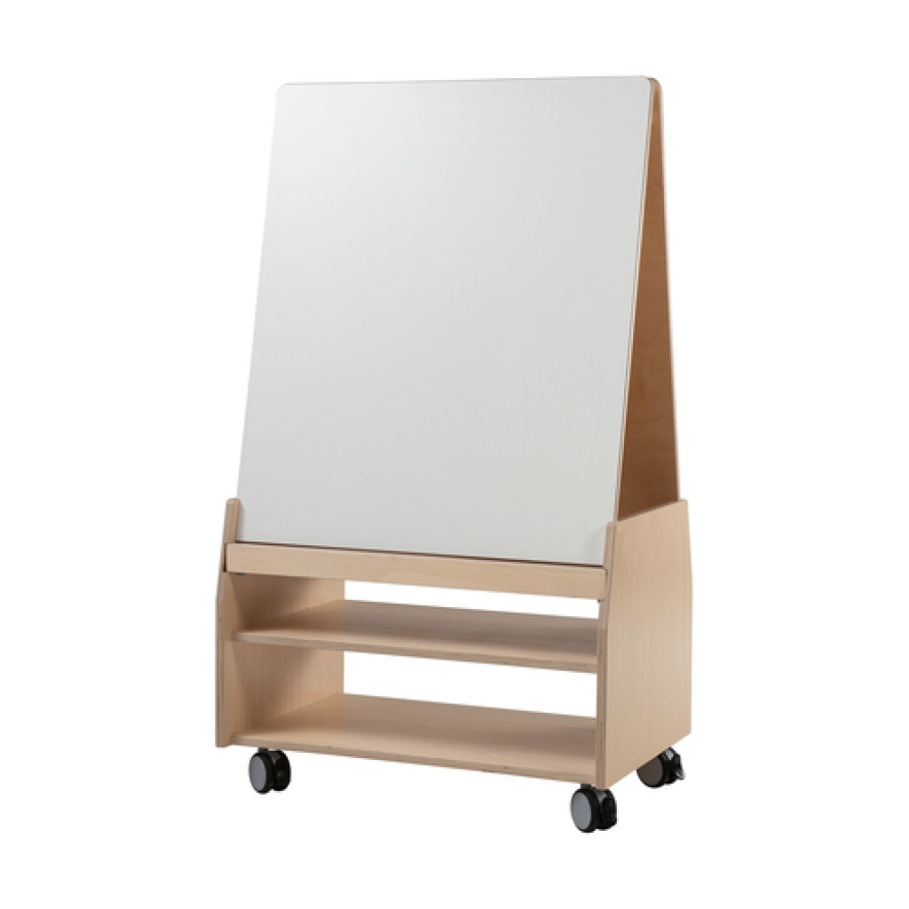 Двустранен дървен статив за рисуване върху количка с колелца