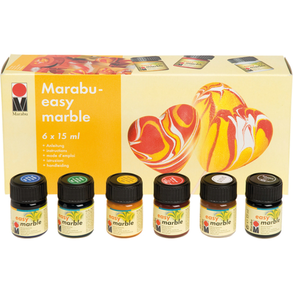 Мрамориращи бои Marabu - стартов сет 6х15 мл