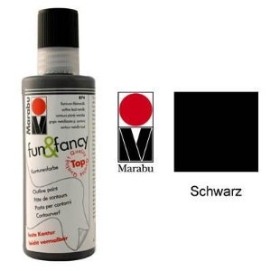 Черна боя контур за рисуване върху стъкло Marabu 80 мл