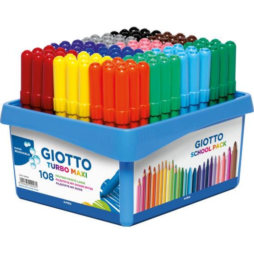 Флумастери Giotto Turbo Maxi 12 цвята - в кутия, 108 бр.