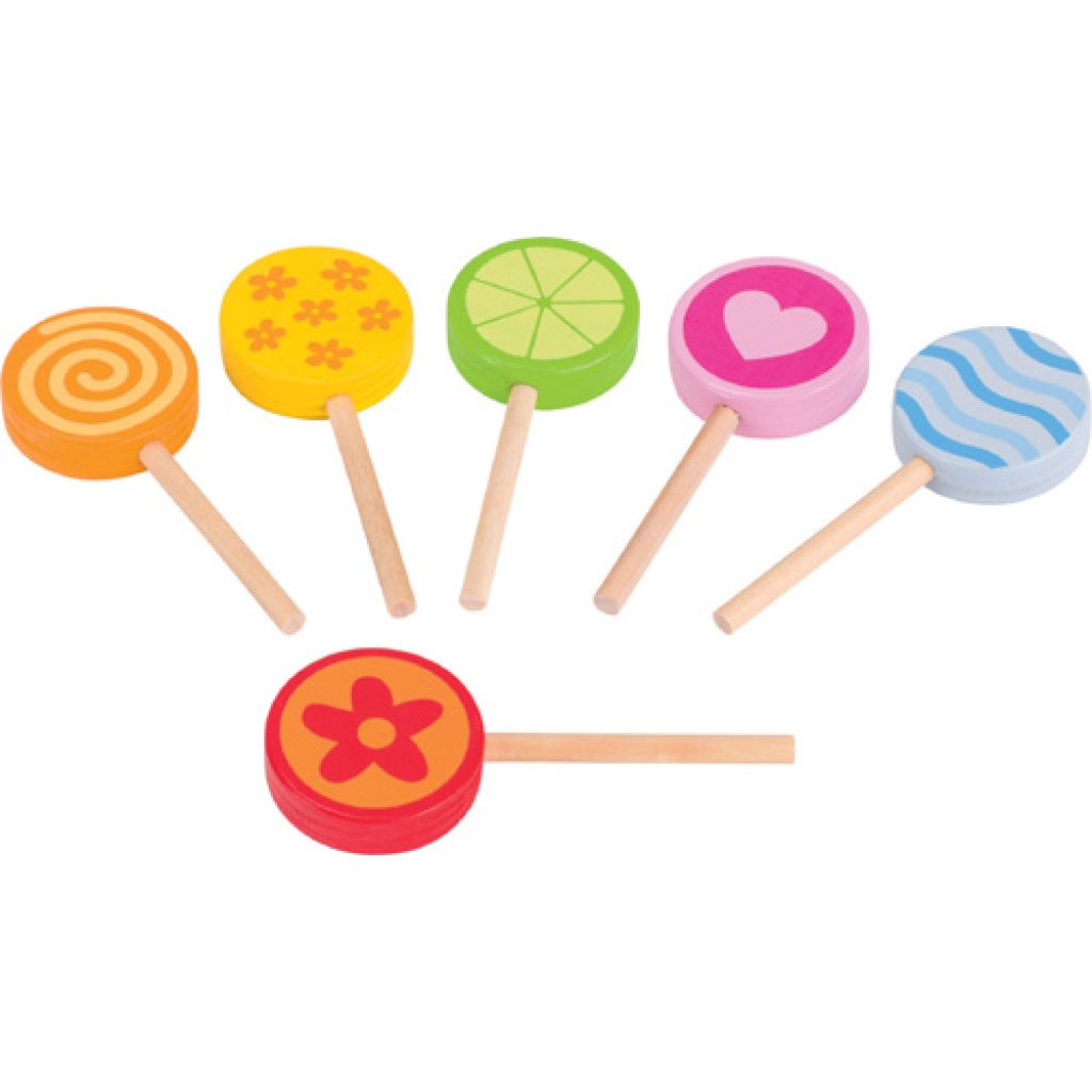 Дървени близалки - детска играчка 6 броя