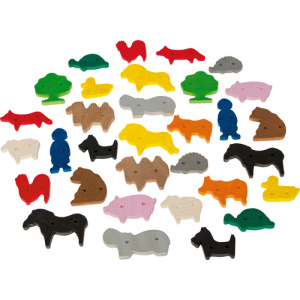 Дървени фигурки за нанизване, 34 броя