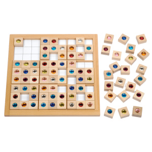 Детско дървено судоку с цветни камъни 9х9