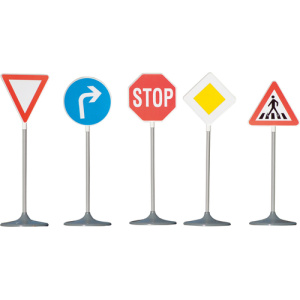 Големи пътни знаци на стойка 5 бр. - комплект 1 играчки БДП