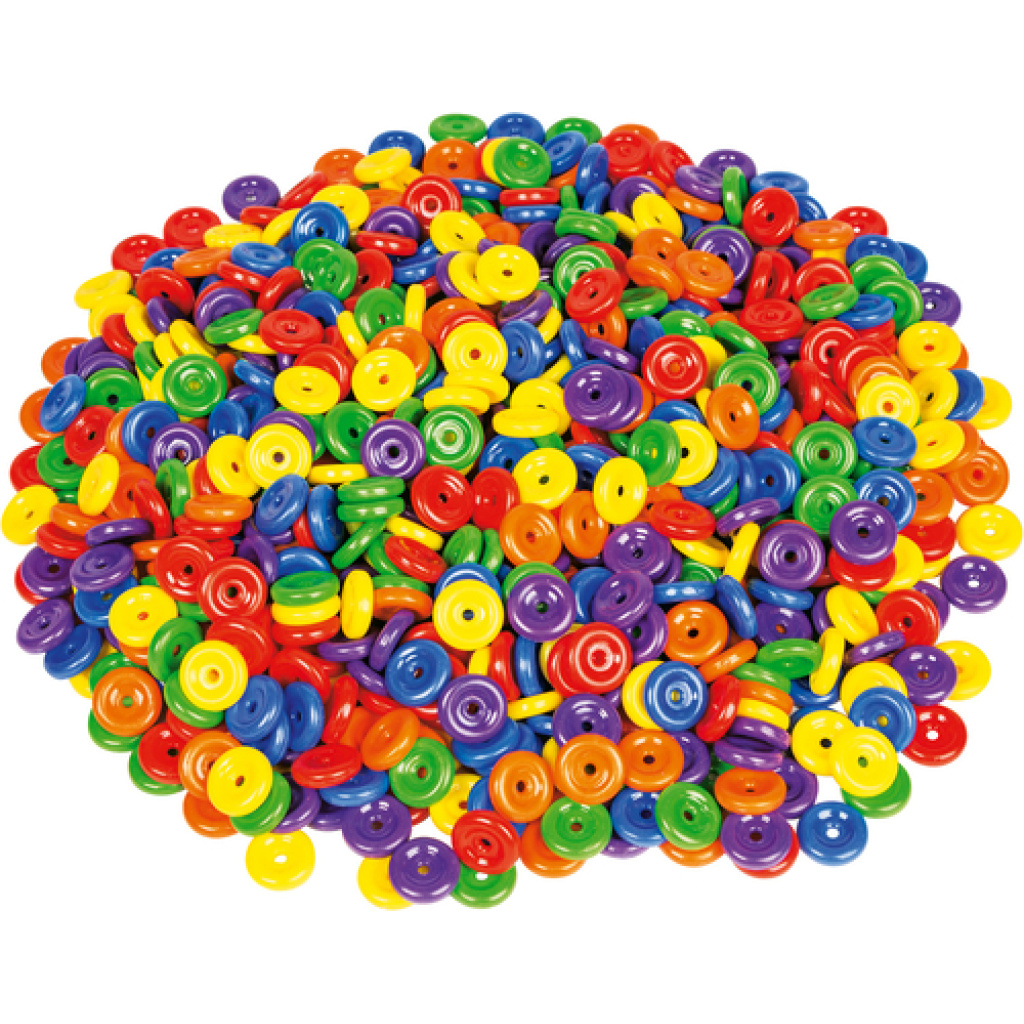 Цветни плоски мъниста за нанизване и творчески игри - 740 бр.