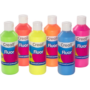 Флуоресцентна светеща в тъмното УВ боя за рисуване и декорация - 6х250 мл