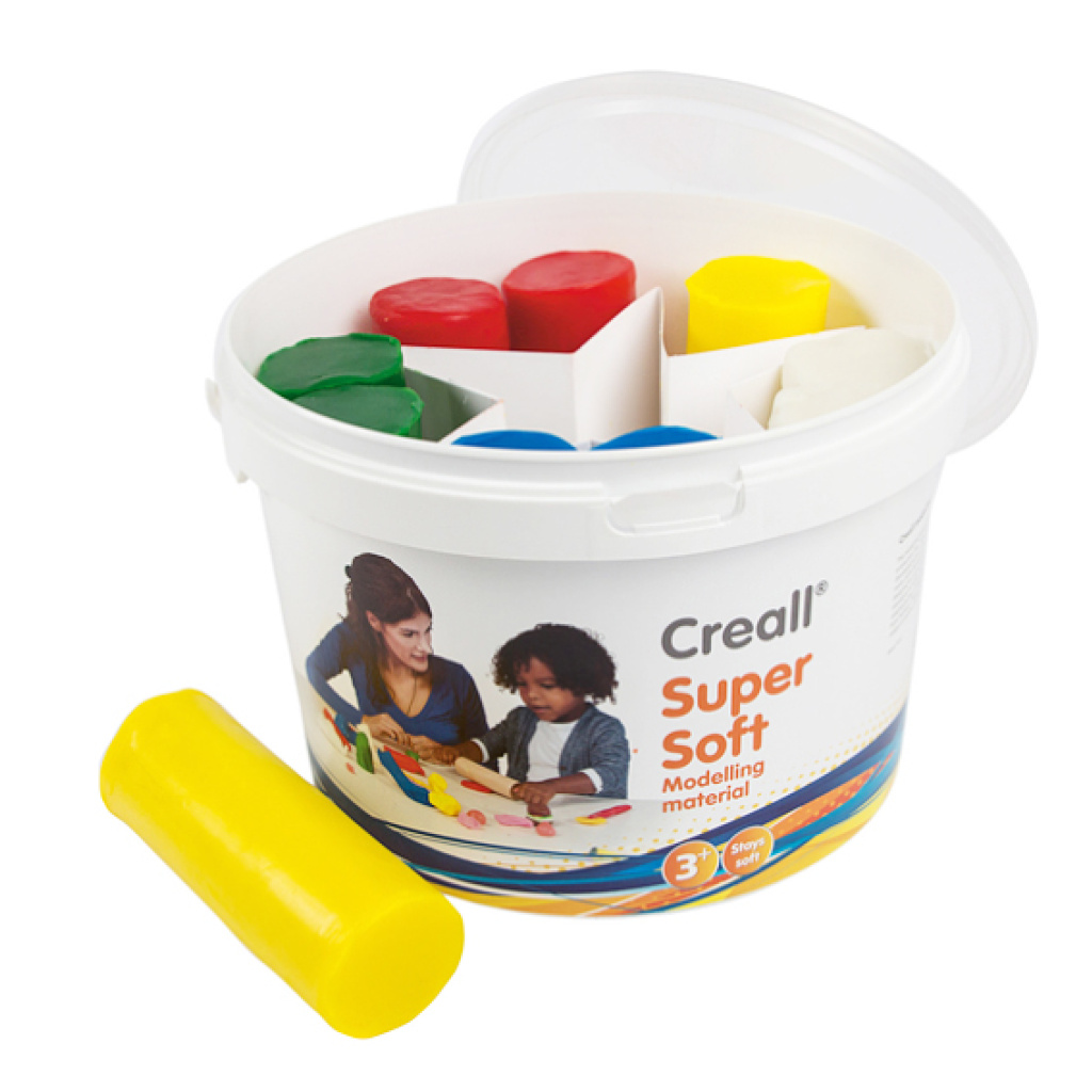 Мек пластилин в кофа Creall - 5 цвята, 1750 гр.
