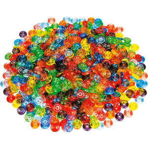 Прозрачни цветни плоски мъниста за нанизване и творчески игри - 740 бр.
