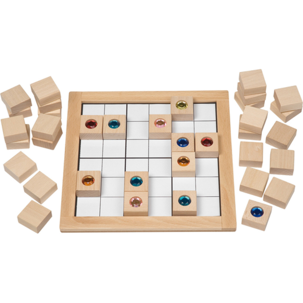 Детско дървено судоку с цветни камъни 6х6
