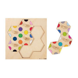 Цветни точки - дървен пъзел с дръжки