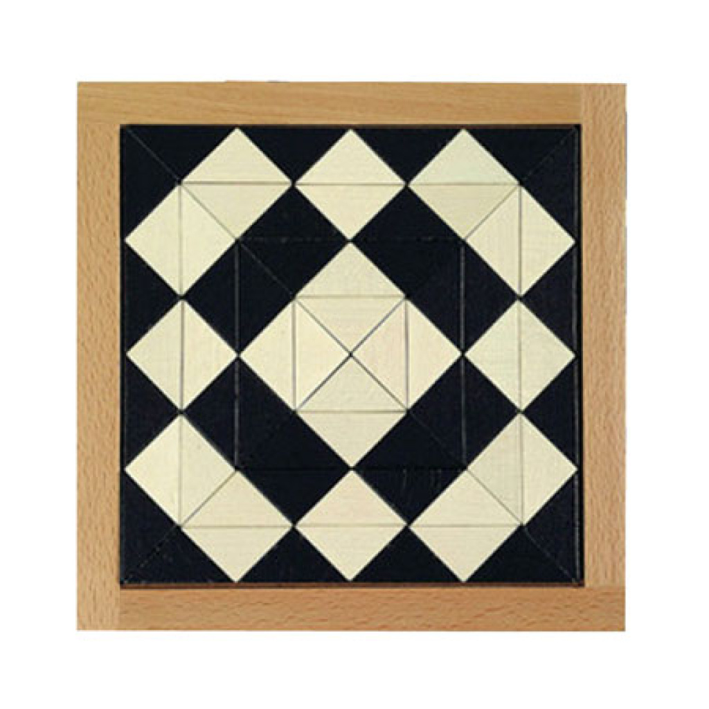 Детска дървена мозайка пъзел - черно и бяло