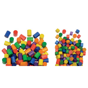 Цветни дървени цилиндри за игра, 200 части