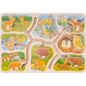 Дървен лабиринт с улеи - Животни и техните малки