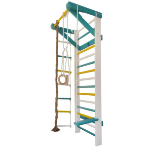 Цветна шведска стена за гимнастика с допълнително оборудване