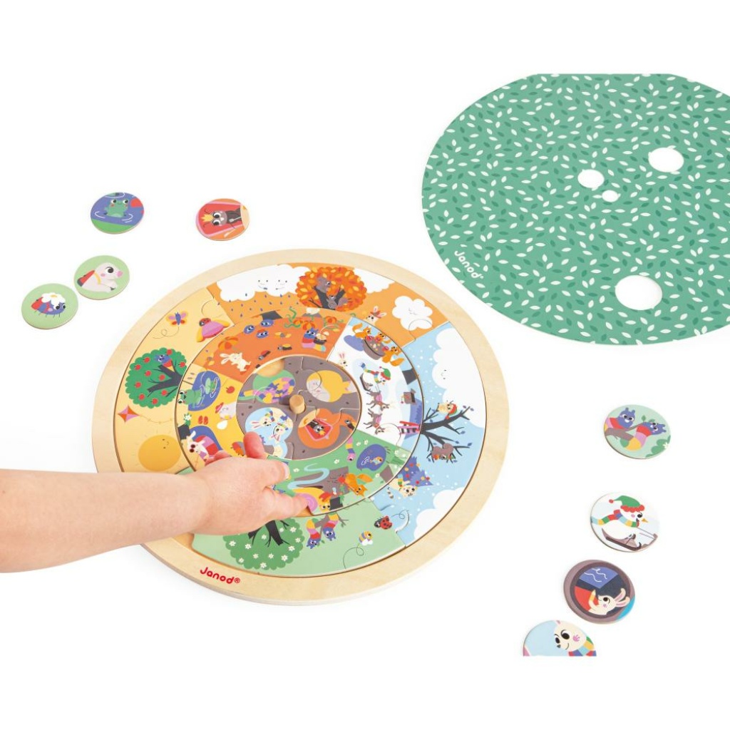 Сезони и денонощие - дървен образователен пъзел за наблюдателност