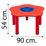 Детска пластмасова маса за игра с форма на цвете и централен контейнер, пълна с пясък и вода, с четири стабилни крака, подходяща за деца над 3 години.