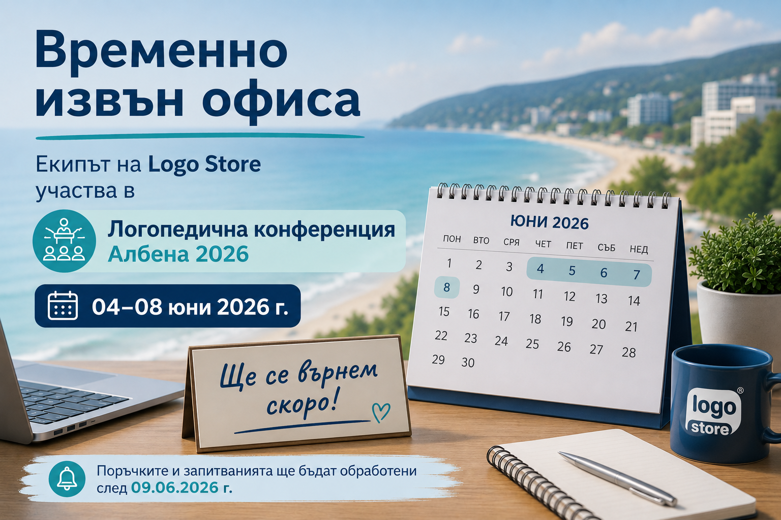 Временна промяна в работния режим на „Логопедичен магазин Logo Store“